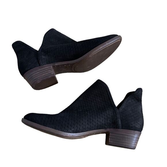Lucky Brand Women's Black Marcelo Nubuck Booties Shoes patterned design size 7.5 - Picture 3 of 8